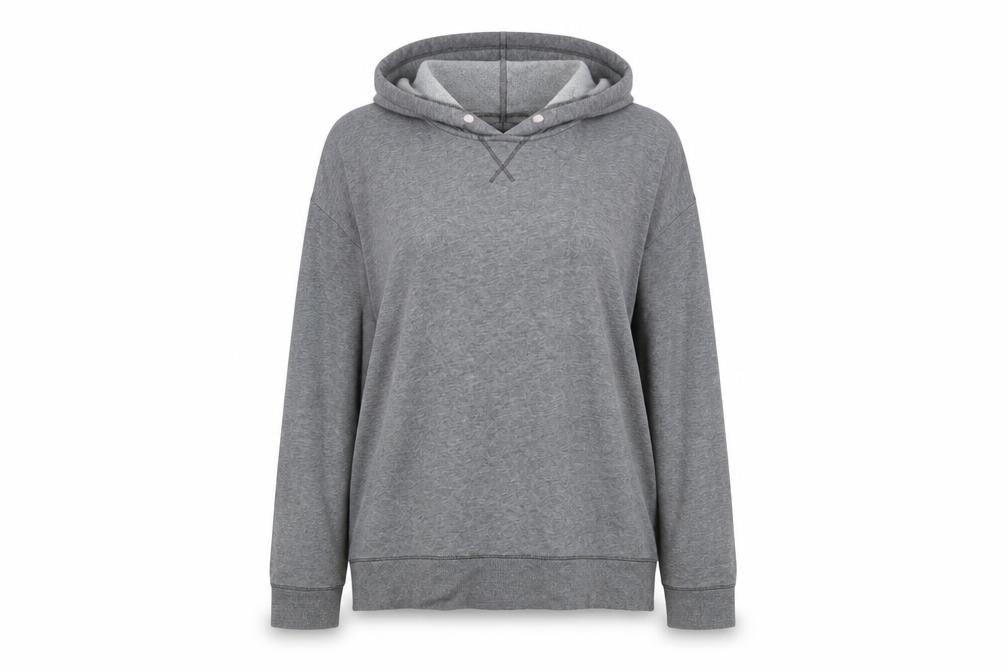 H&M Women’s Grey Pullover Hoodie L Cotton Blend Casual Wear