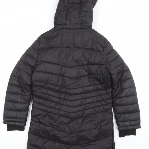 Geographical Norway Girls Black 8 Years Hooded Puffer Coat Winter Jacket
