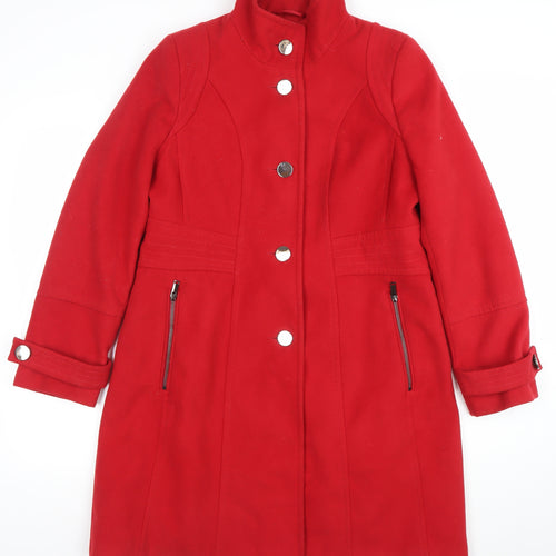 Wallis Women’s Red Mid-Length Belted Overcoat Size 14