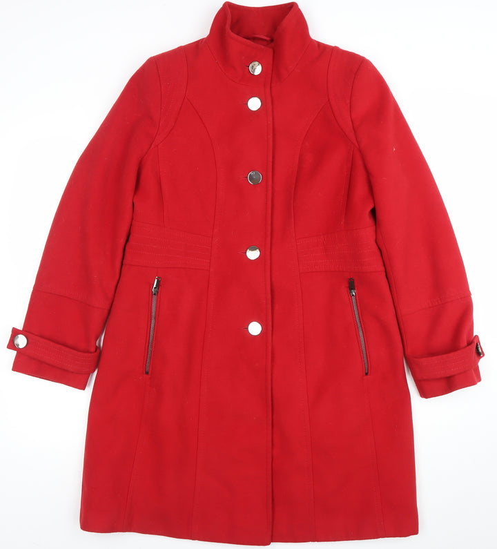 Wallis Women’s Red Mid-Length Belted Overcoat Size 14