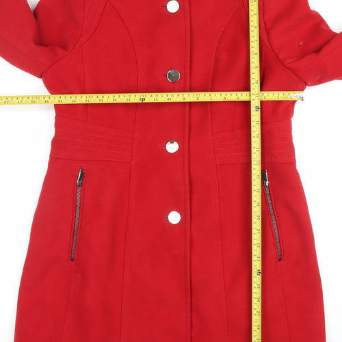 Wallis Women’s Red Mid-Length Belted Overcoat Size 14
