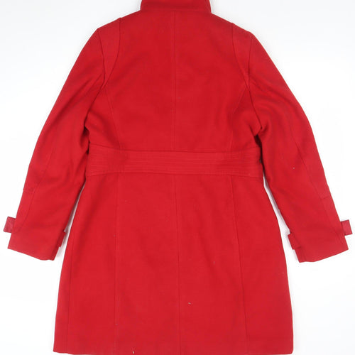 Wallis Women’s Red Mid-Length Belted Overcoat Size 14