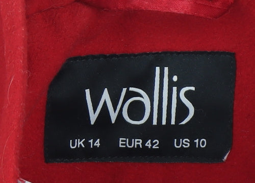 Wallis Women’s Red Mid-Length Belted Overcoat Size 14