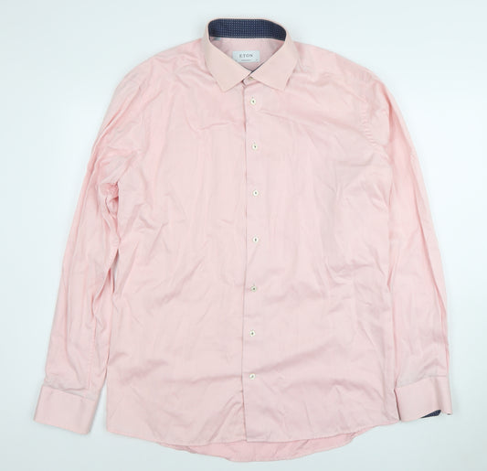 Eton Men's Pink Regular Fit Long Sleeve Formal Dress Shirt 18 Collar 46cm