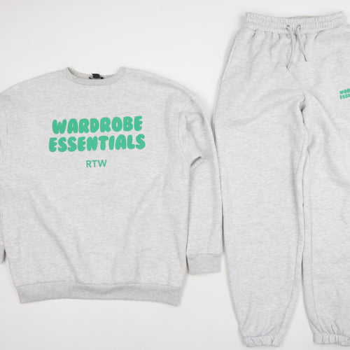 Boohoo Women Grey XS Fleece Tracksuit Set Wardrobe Essentials