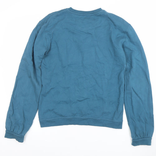 John Lewis Girls Blue Sequin Rainbow Cotton Pullover Sweatshirt Size 14 Years
