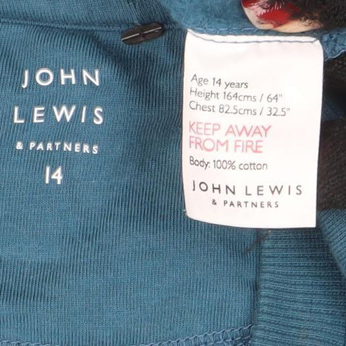 John Lewis Girls Blue Sequin Rainbow Cotton Pullover Sweatshirt Size 14 Years