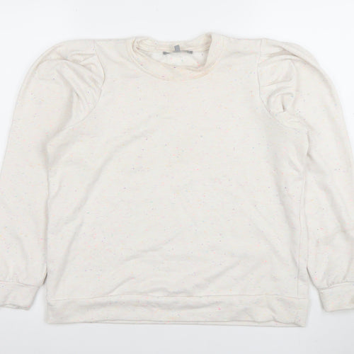 Oliver Bonas Womens Beige Speckled Pullover Sweatshirt Size 10