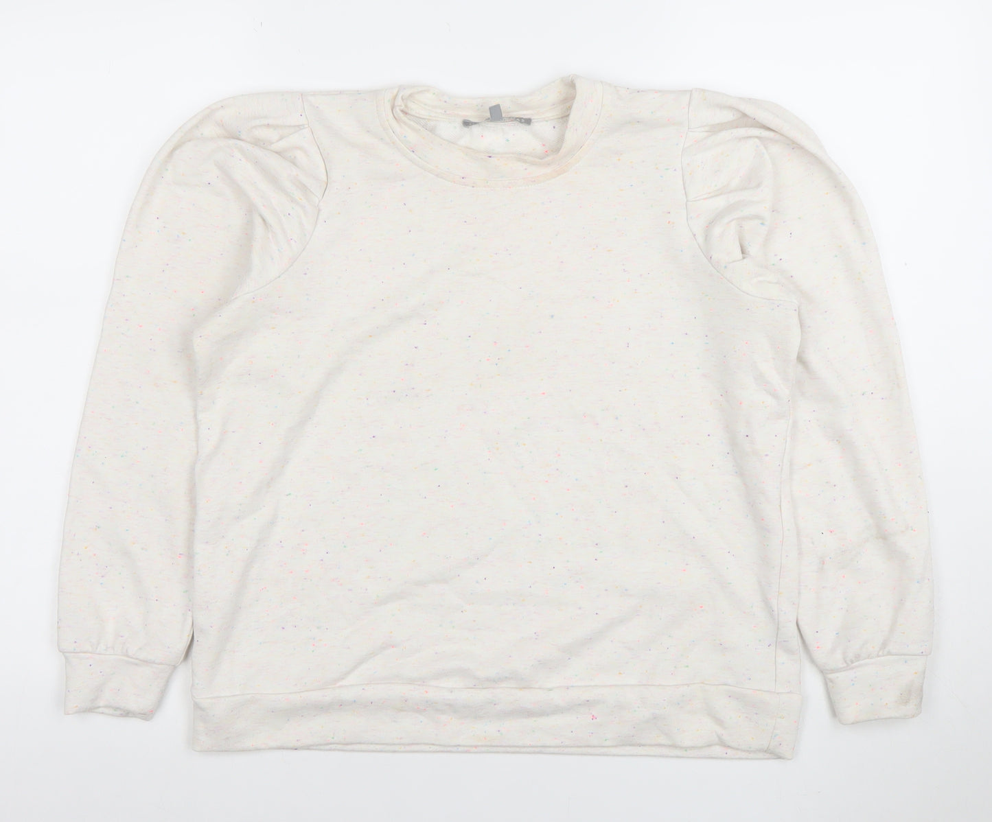 Oliver Bonas Womens Beige Speckled Pullover Sweatshirt Size 10