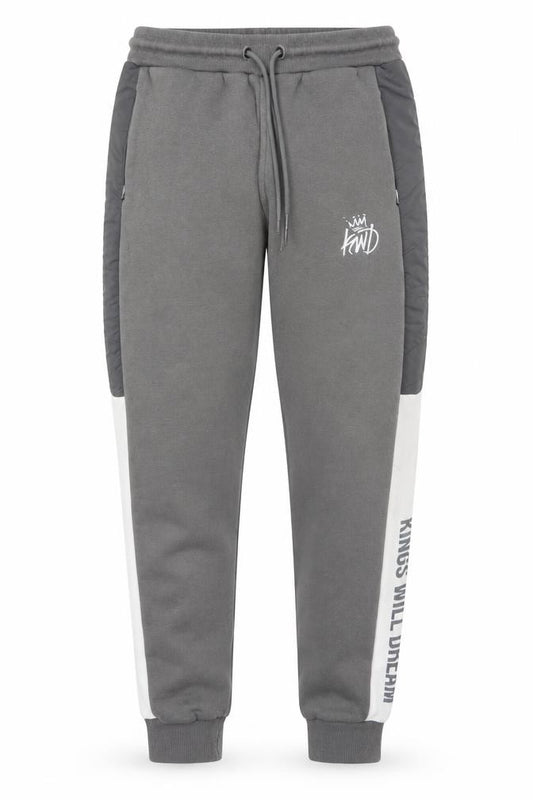 Front view of Kings Will Dream boys’ grey jogger sweatpants 12-13 years elastic waist