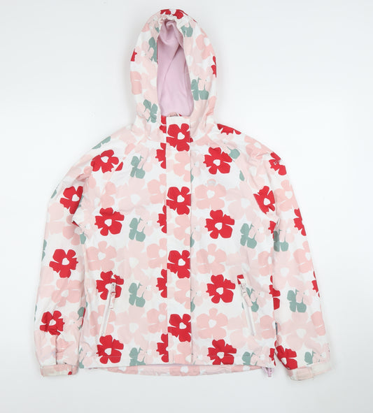 Trespass Girls Multicoloured Floral Waterproof Hooded Rain Coat 11-12 Years