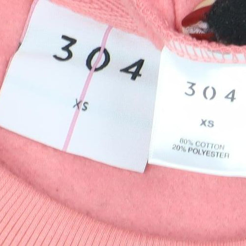 304 Women's Pink Pullover Sweatshirt XS Cotton Blend Casual