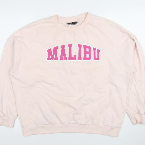 F&F Women Pink Malibu Crew Neck Pullover Sweatshirt Size 12
