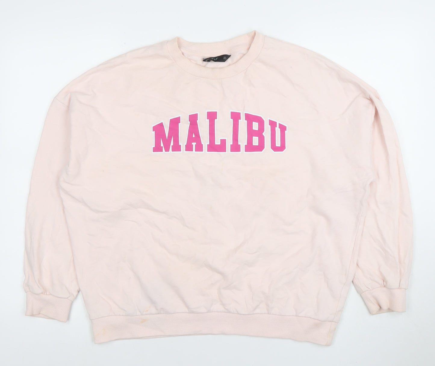 F&F Women Pink Malibu Crew Neck Pullover Sweatshirt Size 12