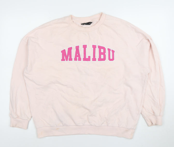 F&F Women Pink Malibu Crew Neck Pullover Sweatshirt Size 12