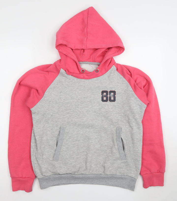 Saltrock Womens Grey & Pink Hoodie Size 14 Pullover Cotton Blend