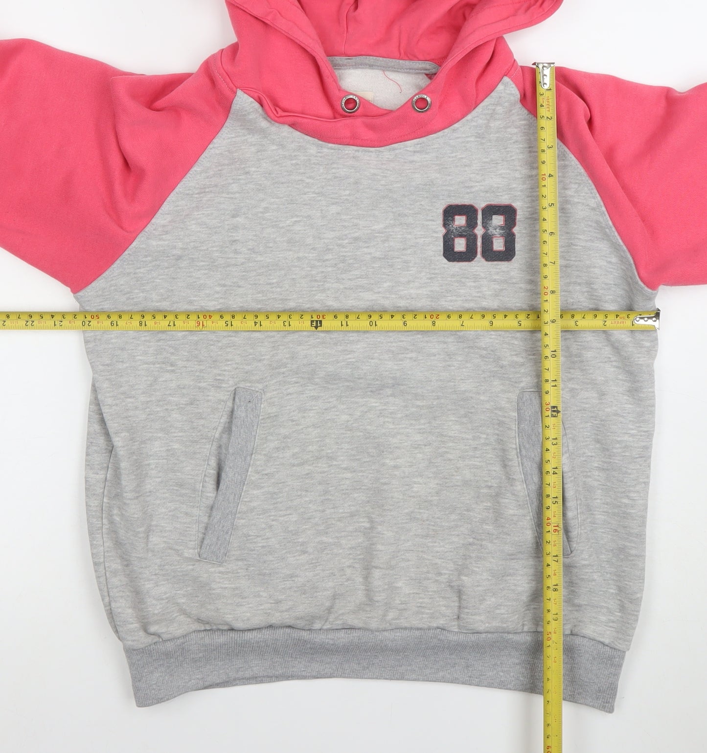 Saltrock Womens Grey & Pink Hoodie Size 14 Pullover Cotton Blend