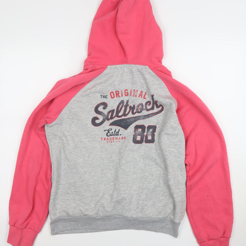 Saltrock Womens Grey & Pink Hoodie Size 14 Pullover Cotton Blend