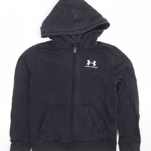 Under Armour Boys Black Full Zip Hoodie YMD Medium Cotton Blend