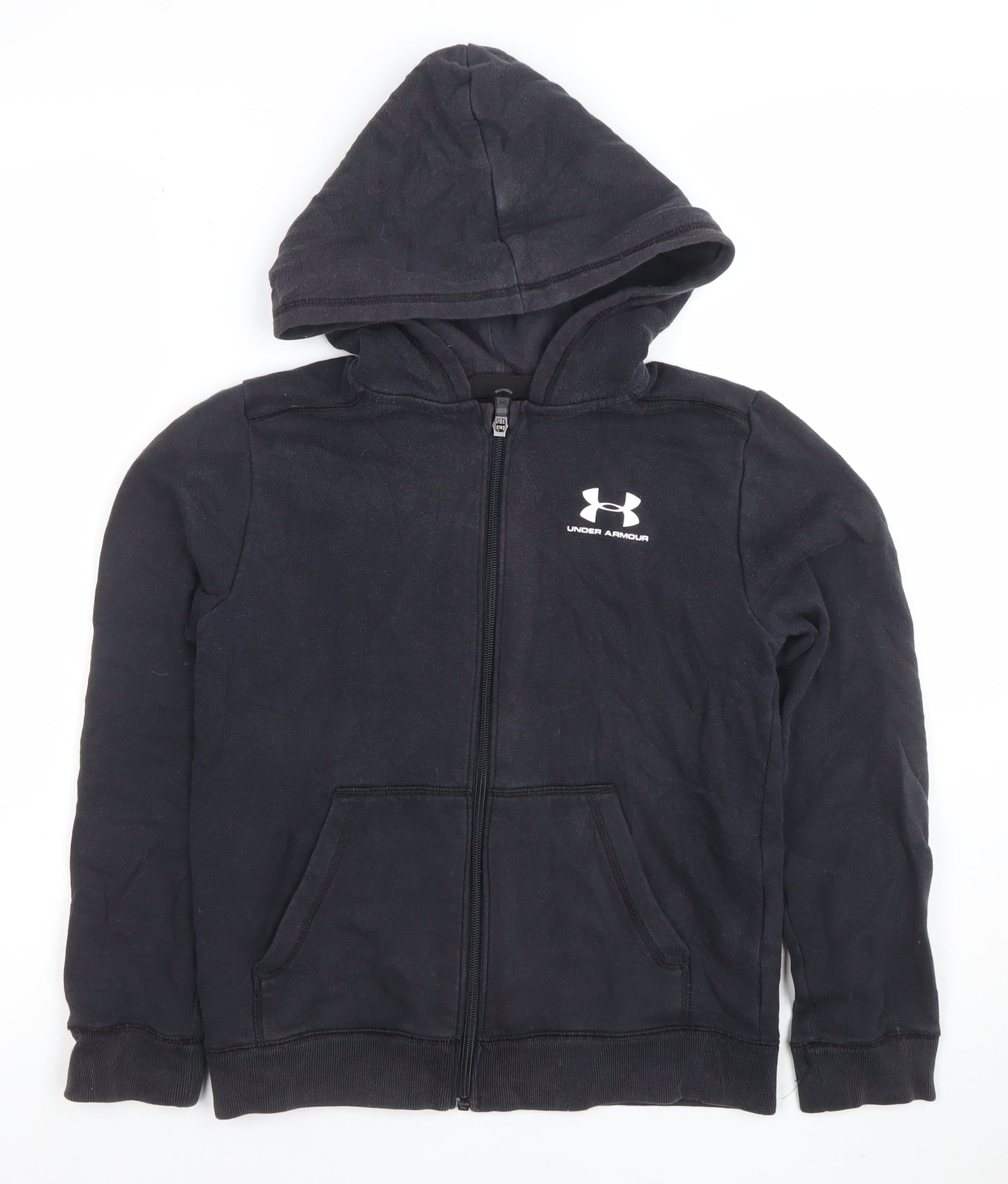 Under Armour Boys Black Full Zip Hoodie YMD Medium Cotton Blend