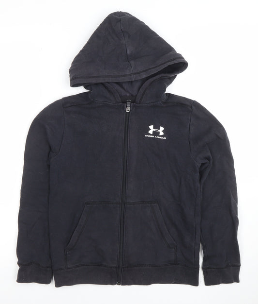 Under Armour Boys Black Full Zip Hoodie YMD Medium Cotton Blend