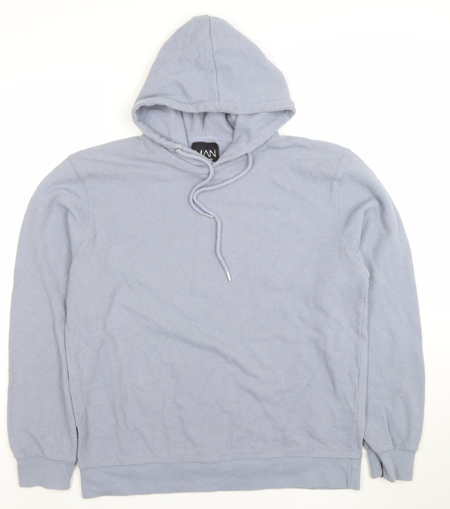 boohooMAN Men's Grey Pullover Hoodie Size L Cotton Knit