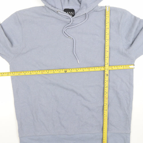 boohooMAN Men's Grey Pullover Hoodie Size L Cotton Knit