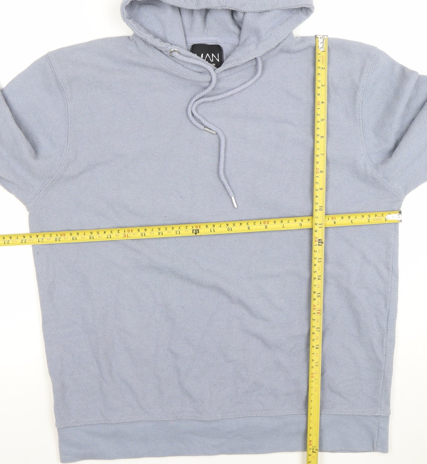 boohooMAN Men's Grey Pullover Hoodie Size L Cotton Knit