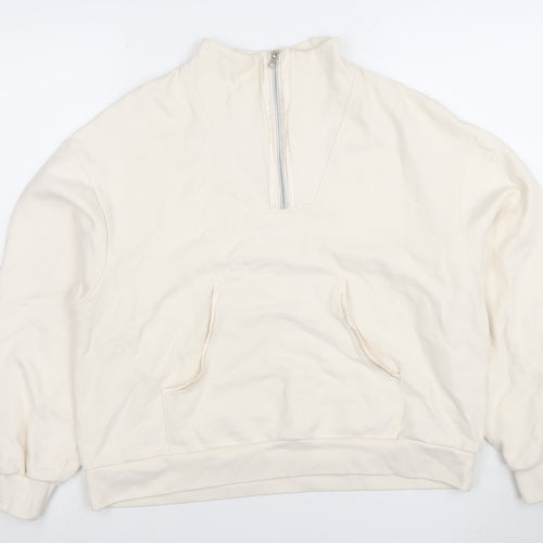 Chelsea Peers Women’s Beige 1/2 Zip Sweatshirt Size 12 Cotton Blend