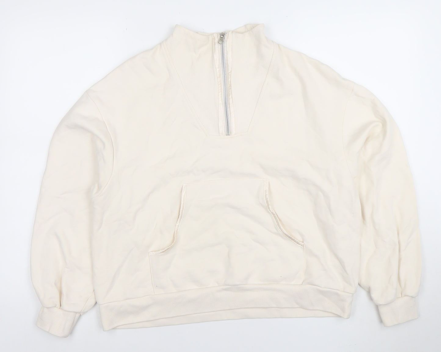 Chelsea Peers Women’s Beige 1/2 Zip Sweatshirt Size 12 Cotton Blend