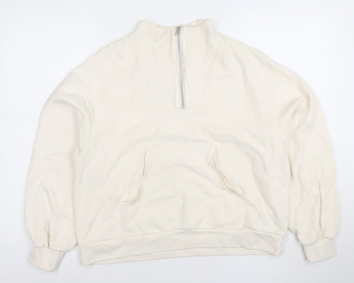 Chelsea Peers Women’s Beige 1/2 Zip Sweatshirt Size 12 Cotton Blend