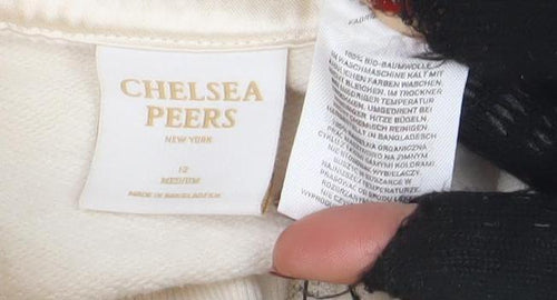 Chelsea Peers Women’s Beige 1/2 Zip Sweatshirt Size 12 Cotton Blend