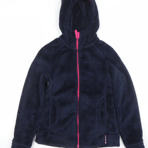 Decathlon Girls Blue Fleece Full Zip Hooded Winter Jacket - 12 Years