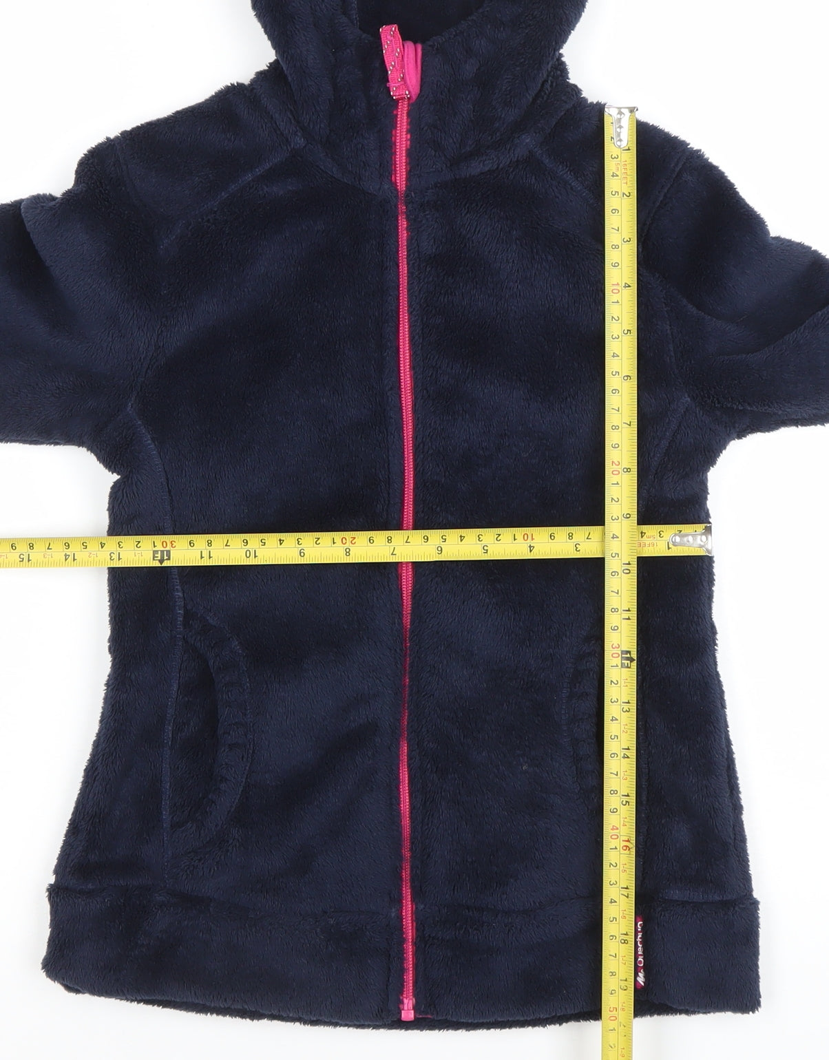 Decathlon Girls Blue Fleece Full Zip Hooded Winter Jacket - 12 Years