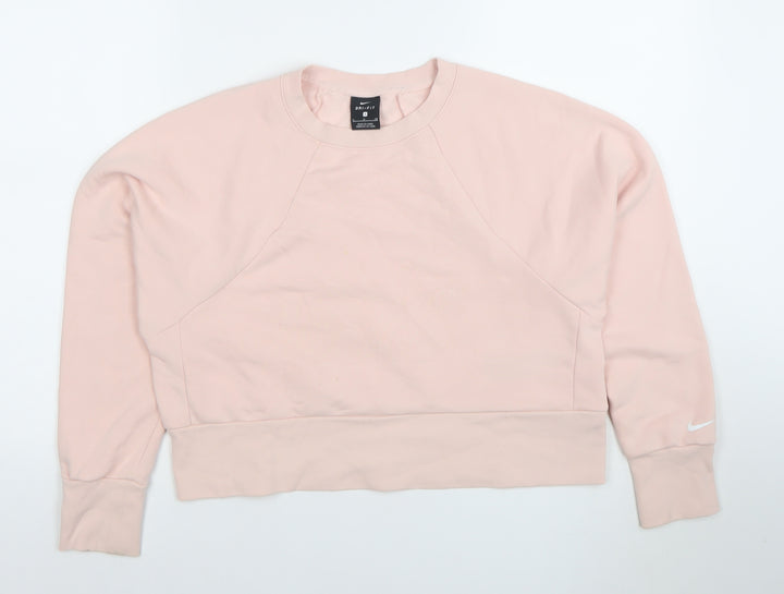 Nike Women Pink Dri-FIT Pullover Sweatshirt S Crew Neck Long Sleeve