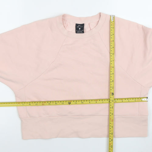 Nike Women Pink Dri-FIT Pullover Sweatshirt S Crew Neck Long Sleeve
