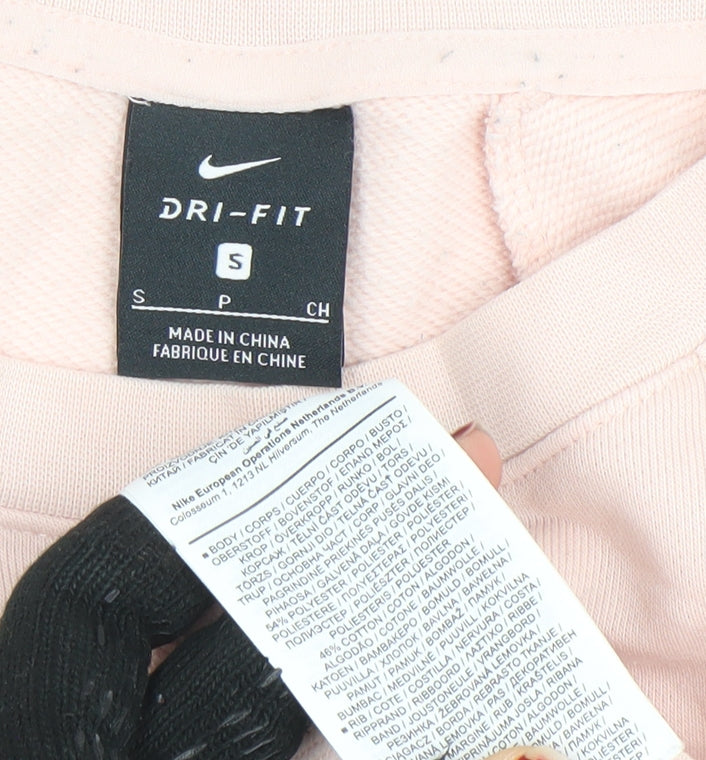 Nike Women Pink Dri-FIT Pullover Sweatshirt S Crew Neck Long Sleeve