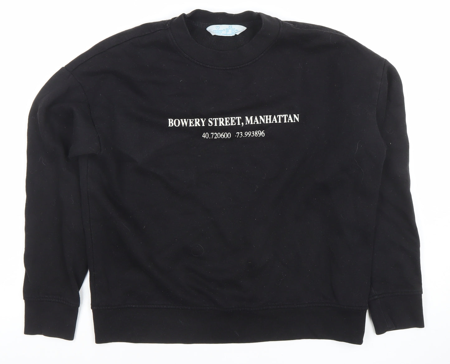 Primark Women's Black XS Bowery Street Manhattan Pullover Sweatshirt