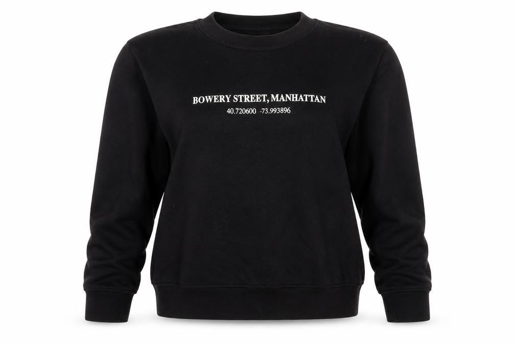 Front view of Primark Women's Black XS Bowery Street Manhattan Pullover Sweatshirt
