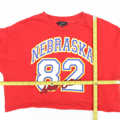 Atmosphere Womens Red Nebraska 82 Cropped Pullover Sweatshirt Size 10