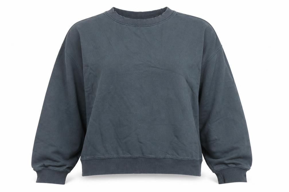 Front view of Weekday Women Blue Cotton Blend Crew Neck Pullover Sweatshirt M