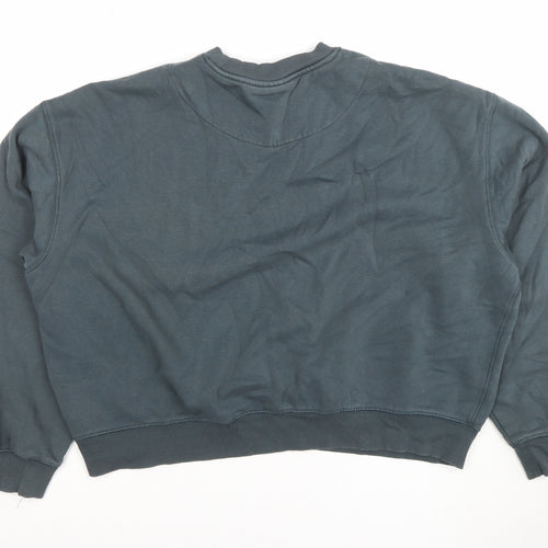 Weekday Women Blue Cotton Blend Crew Neck Pullover Sweatshirt M