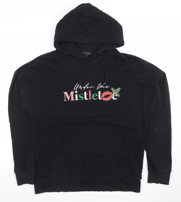 New Look Women's Black Under the Mistletoe Hoodie Size S