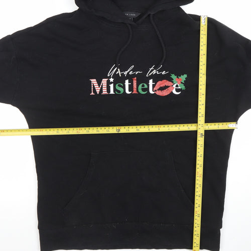 New Look Women's Black Under the Mistletoe Hoodie Size S