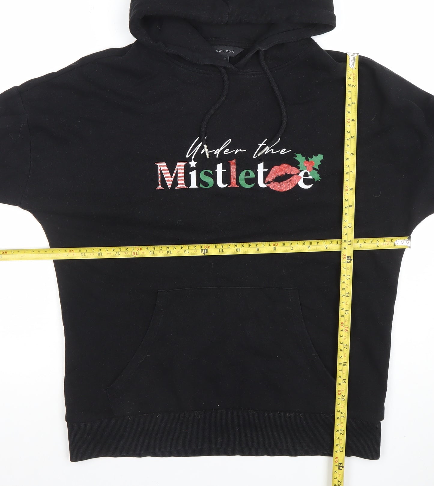 New Look Women's Black Under the Mistletoe Hoodie Size S
