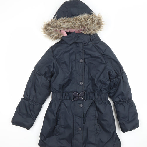 Millie Girls Black Faux Fur Hooded Parka Coat 9 Years
