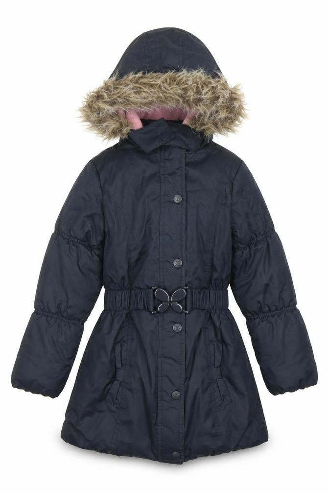 Millie Girls Black Faux Fur Hooded Parka Coat 9 Years