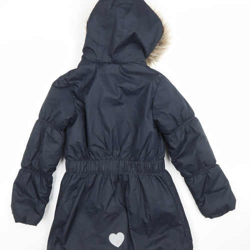 Millie Girls Black Faux Fur Hooded Parka Coat 9 Years