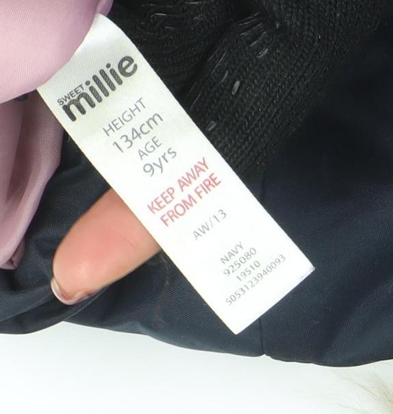 Millie Girls Black Faux Fur Hooded Parka Coat 9 Years