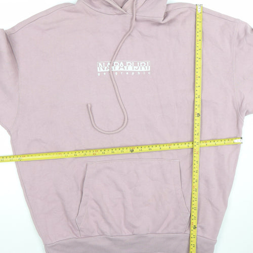 Napapijri Women's Pink Pullover Hoodie Cotton Blend Size S